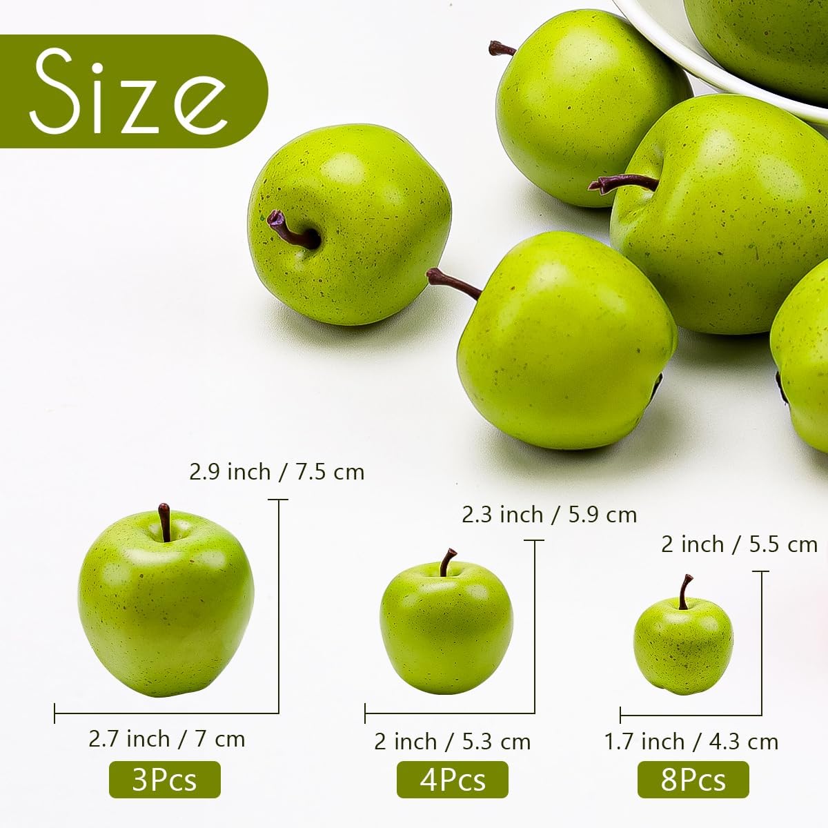 15Pcs Foam Artificial Green Apple Decorations