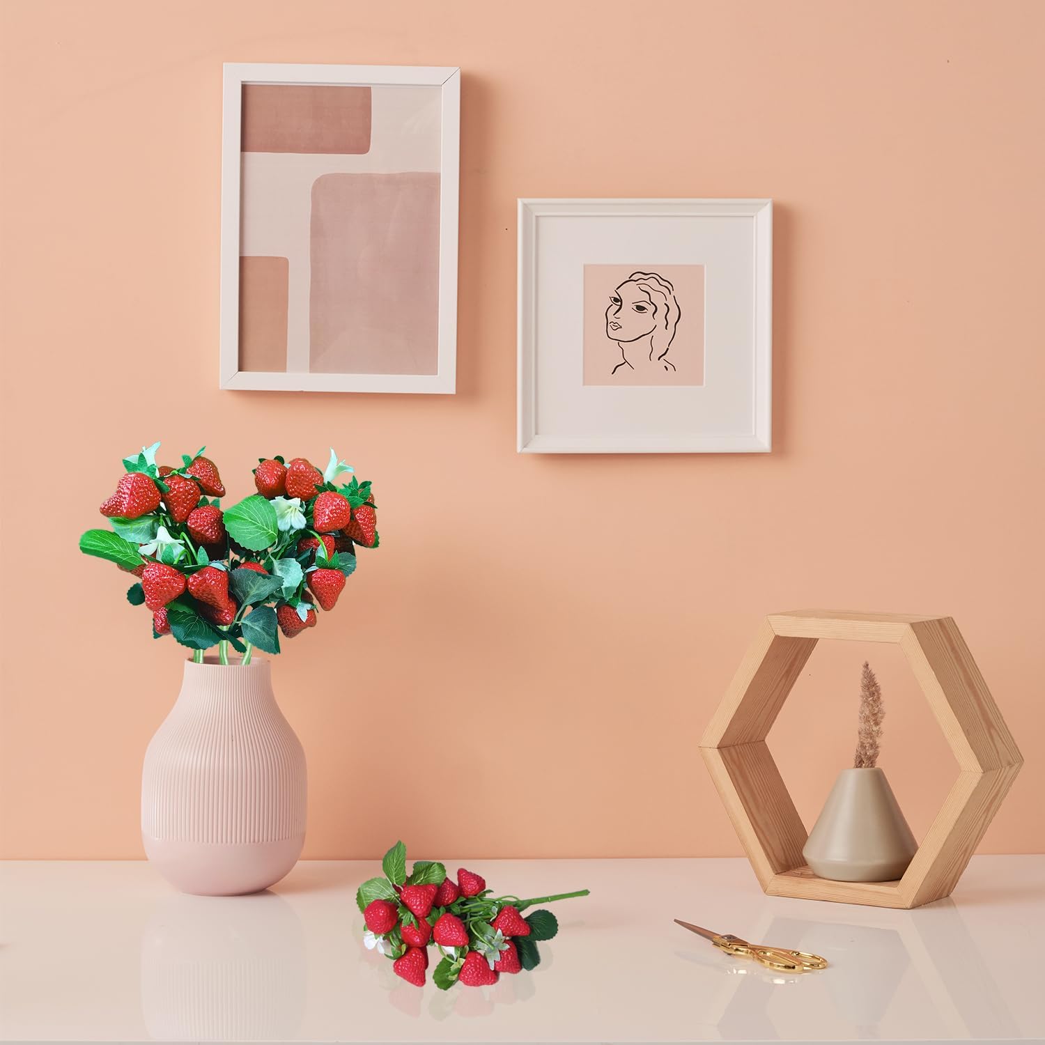 3 Bunches Artificial Strawberries Home Decor