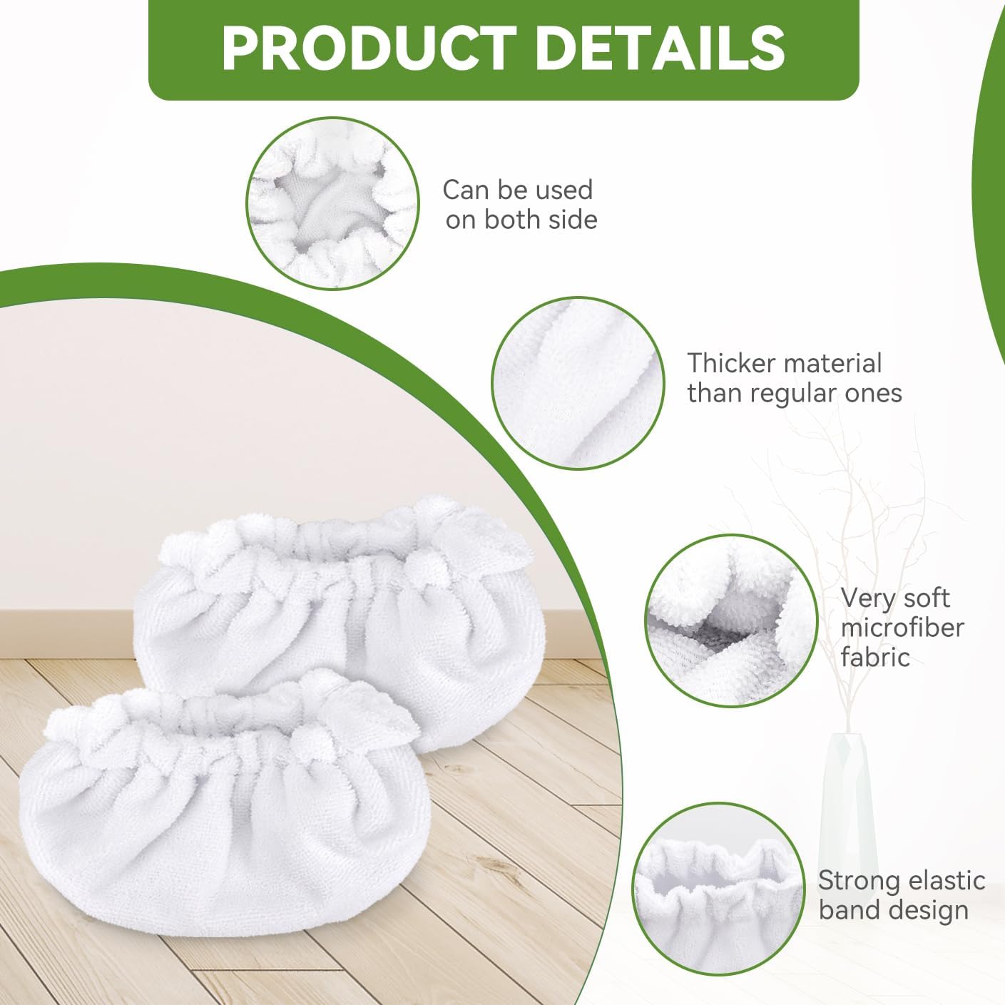 Large Microfiber Bonnet Steam Mop Pads for Dupray Steam Cleaners 6 Pack