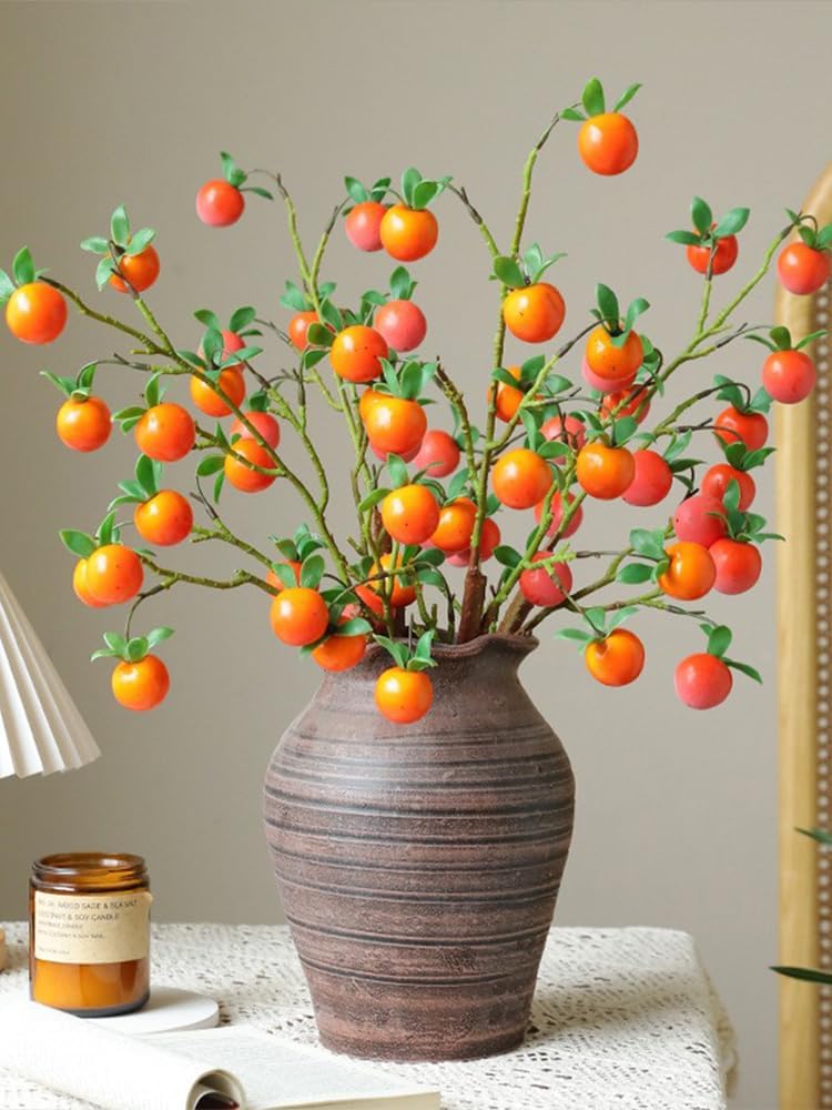 SUNFECILI Artificial Persimmon Branch Wedding Decor
