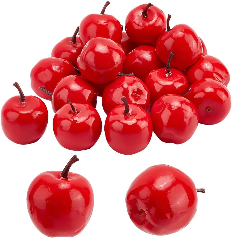 PH PandaHall 20pcs Mini Red Apples Artificial Fruit Decor