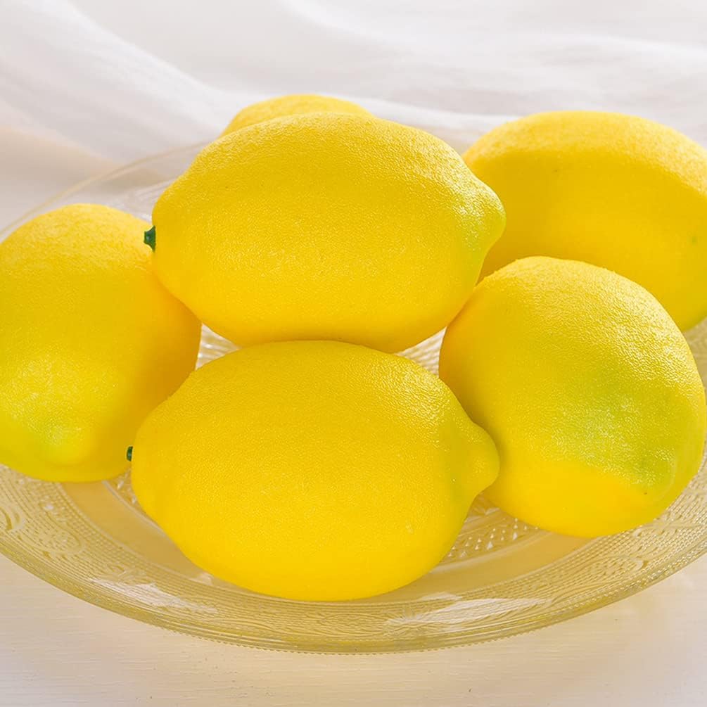 Teensery Artificial Yellow Lemons 4 Pcs Decor