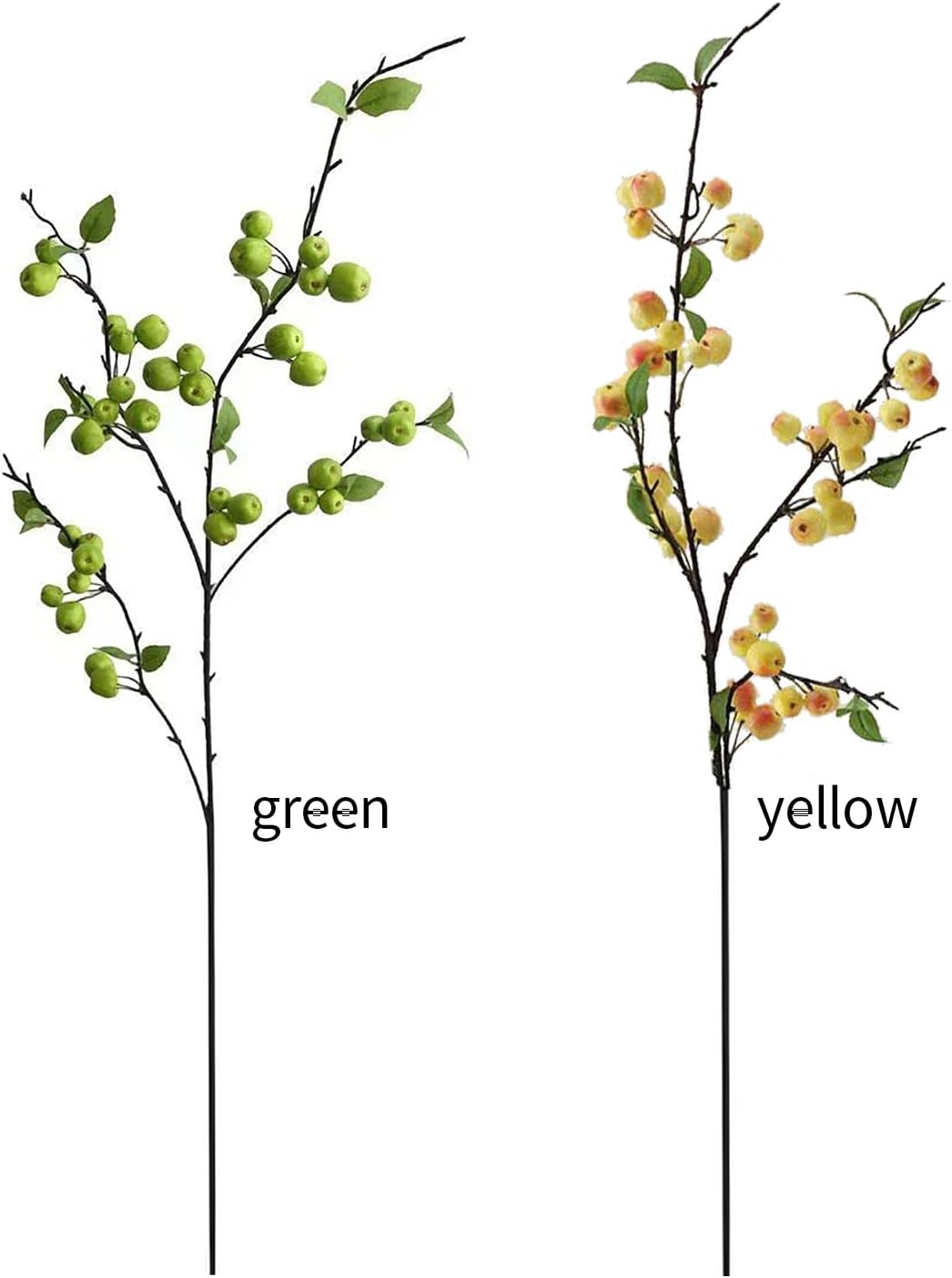 Wnvivi 2pcs 41 Inch Artificial Apple Stems Yellow