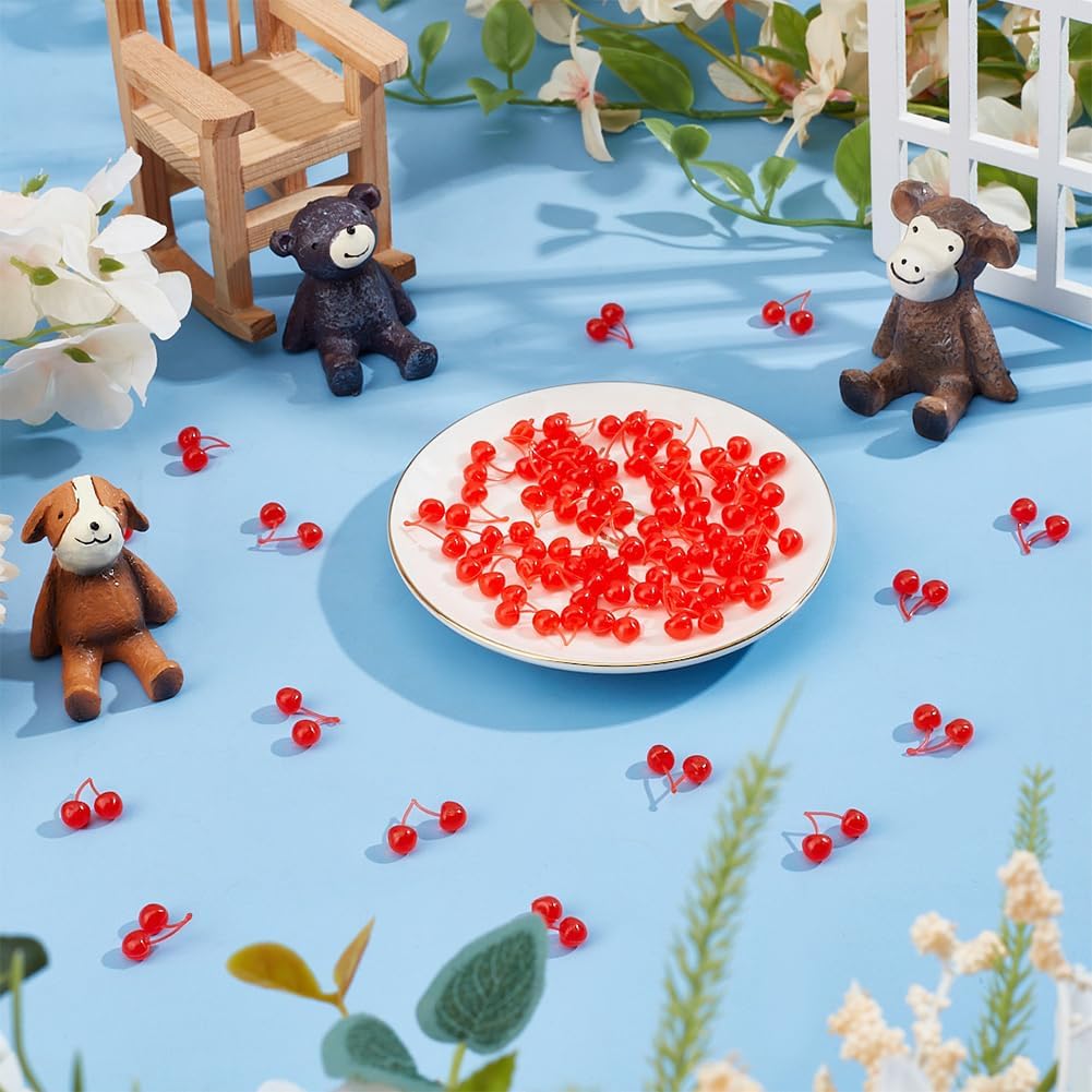 OLYCRAFT 60Pcs Lifelike Plastic Cherries Decorations