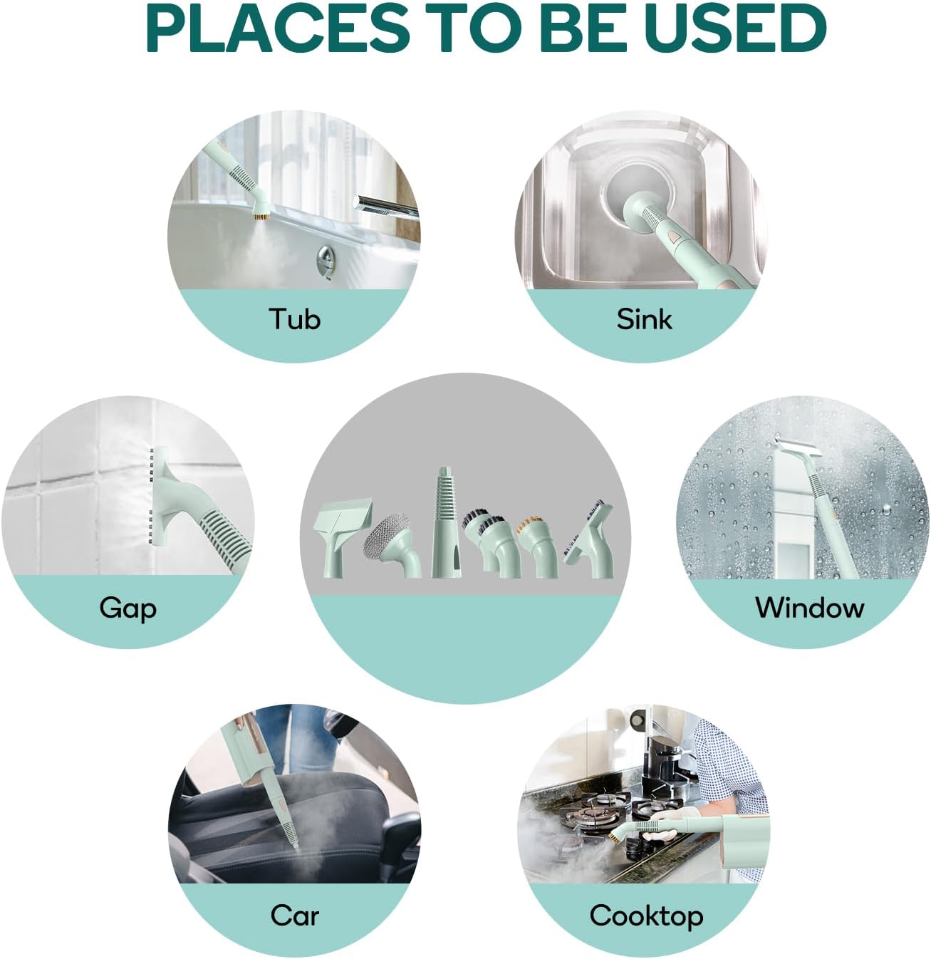 Newbealer 11 Piece Steam Mop Replacement Accessories Set NB602N Mint Green