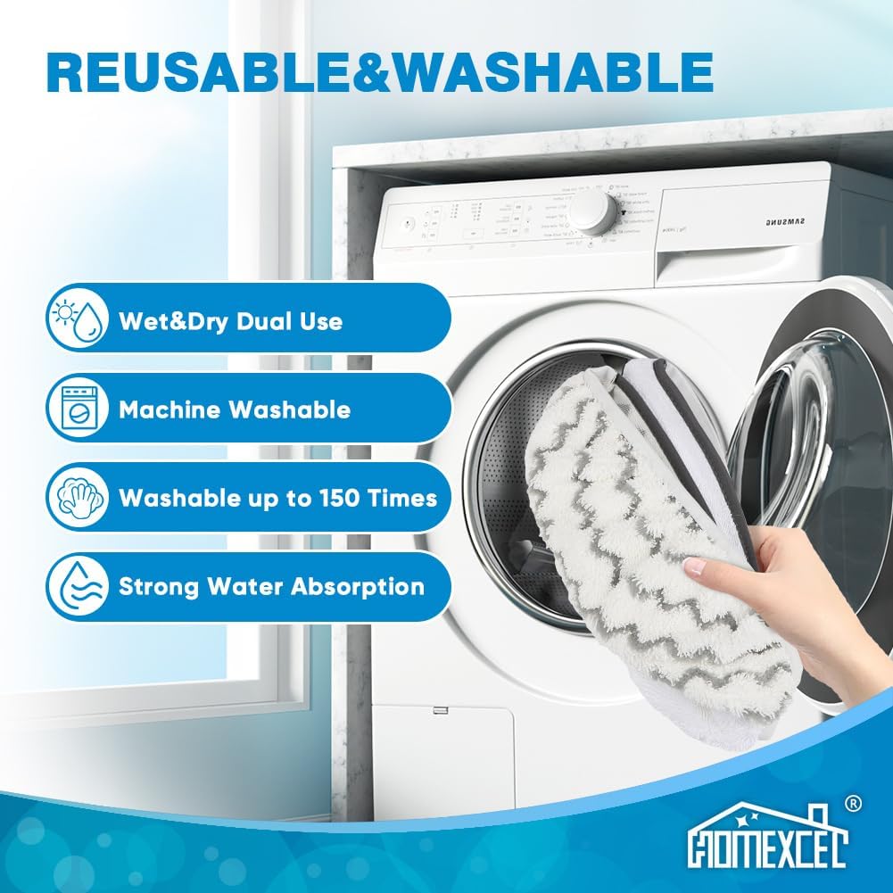 HOMEXCEL Steam Mop Replacement Pads 8 Pack