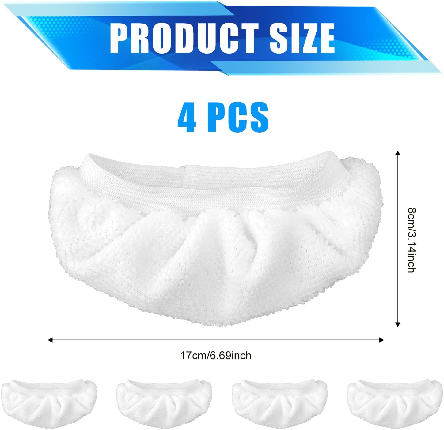 4pcs White Steam Mop Pads for Handheld Steam Cleaner