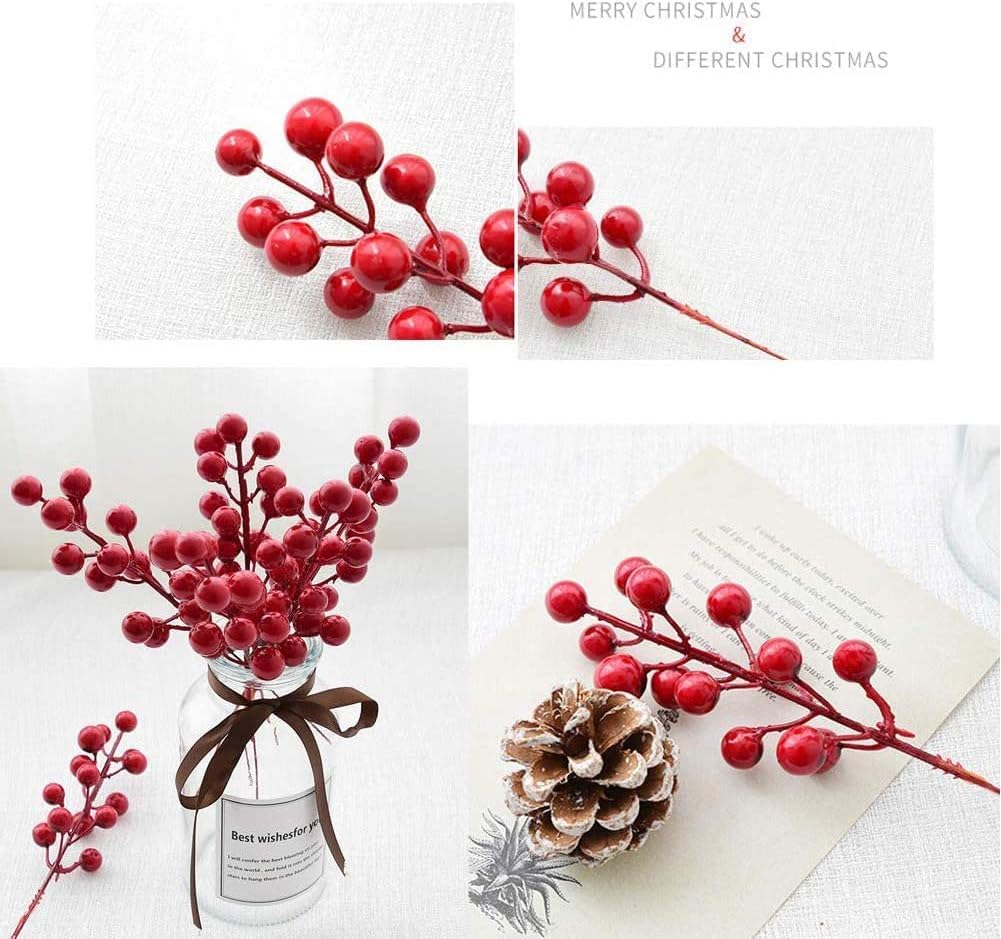 Auelstau 35 Pack Artificial Red Berry Decorations