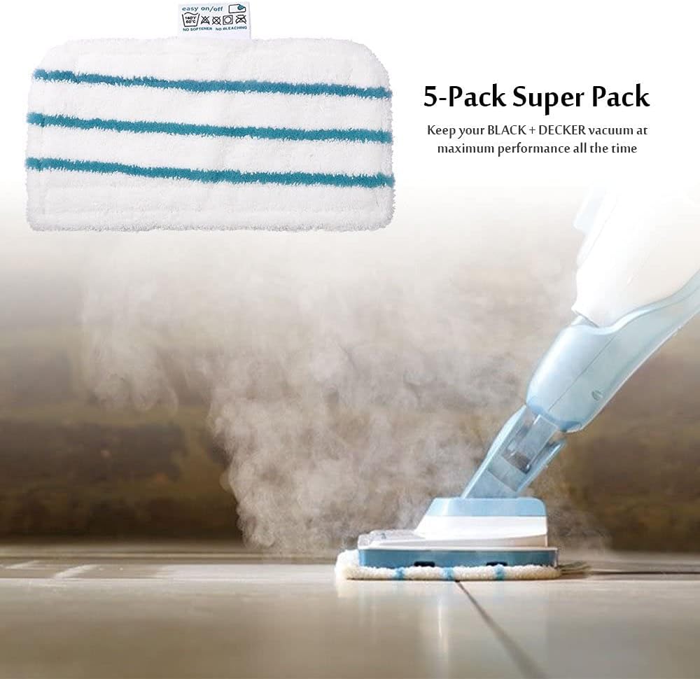 5 Pack Washable Microfiber Steam Mop Pads for BlackDecker Models