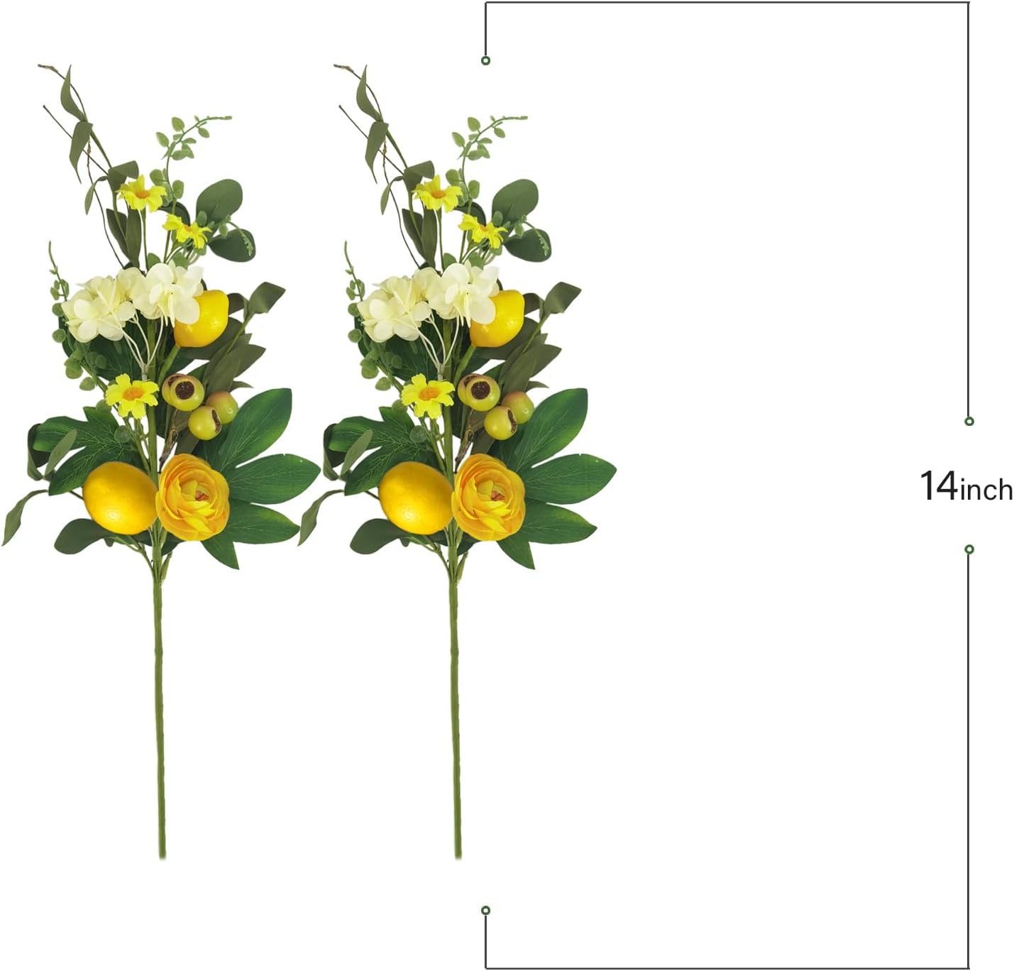 Bibelot 3pcs Artificial Lemon Branches with Green Leaves