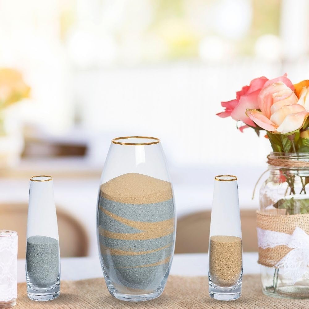Sand Ceremony Cylinder Set with Gold Trim - 3 Pieces 1