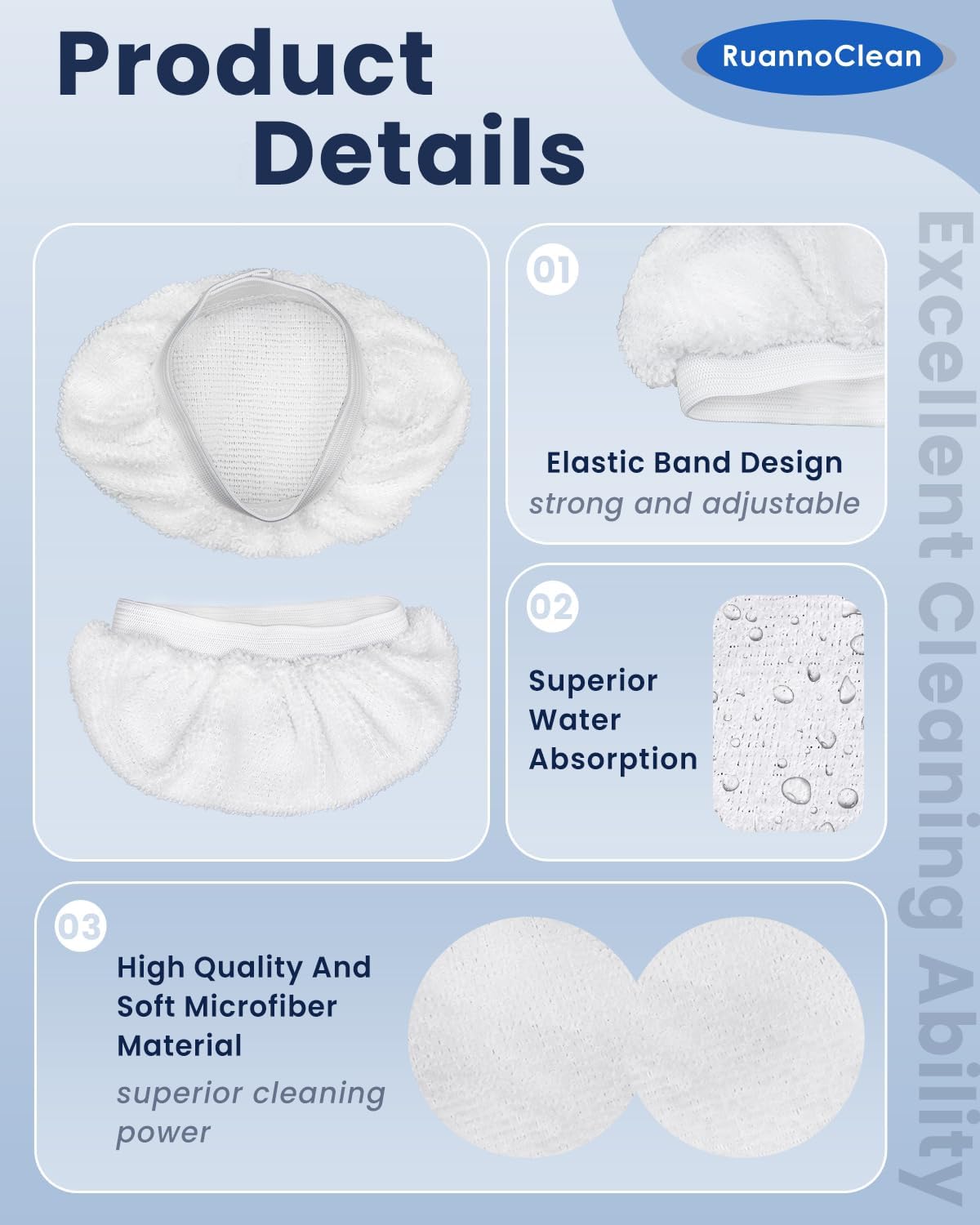Universal Microfiber Cloths for Steam Cleaners - 8 Pack