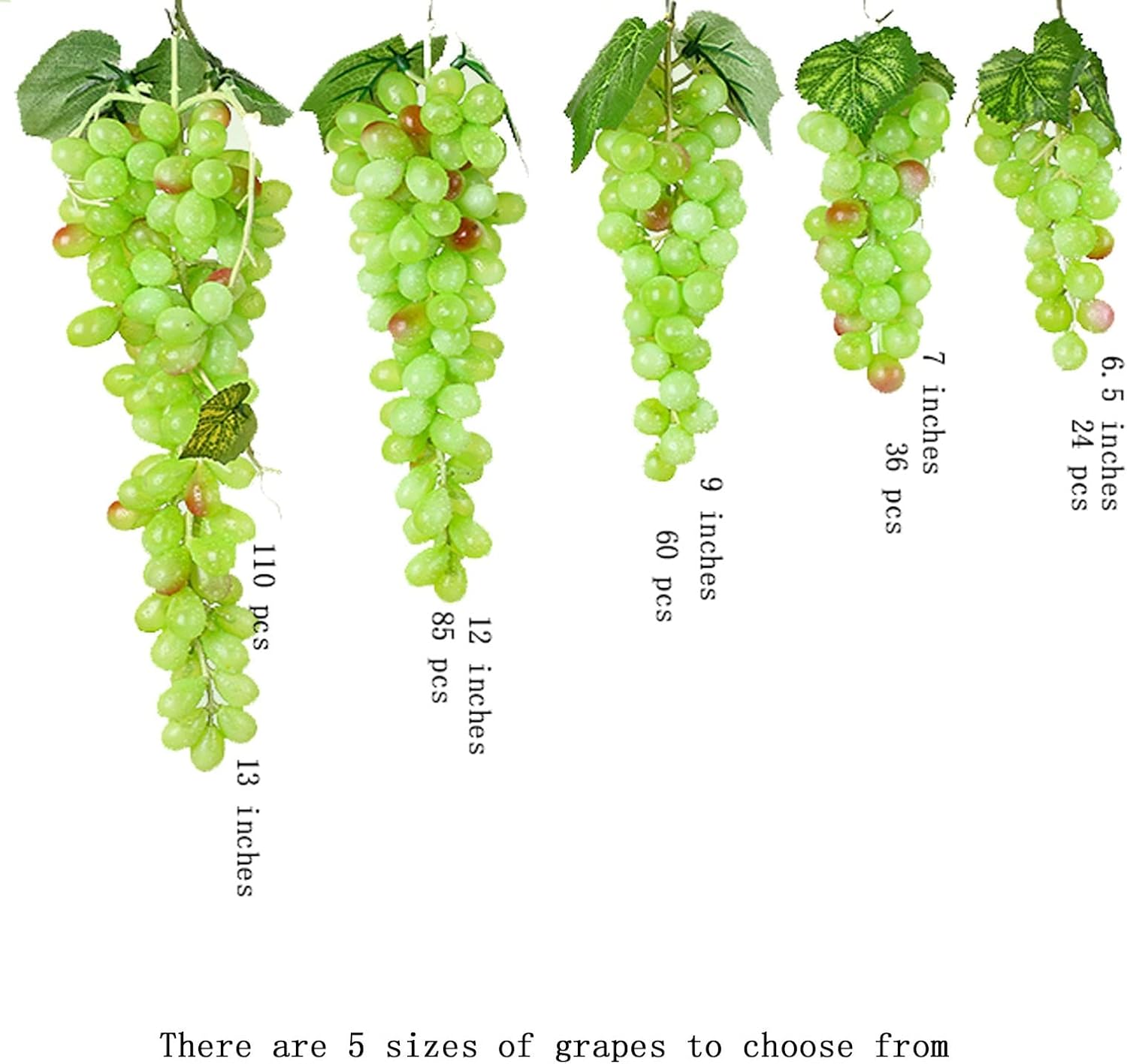 5pcs Green Artificial Grapes Bunches for Decorations