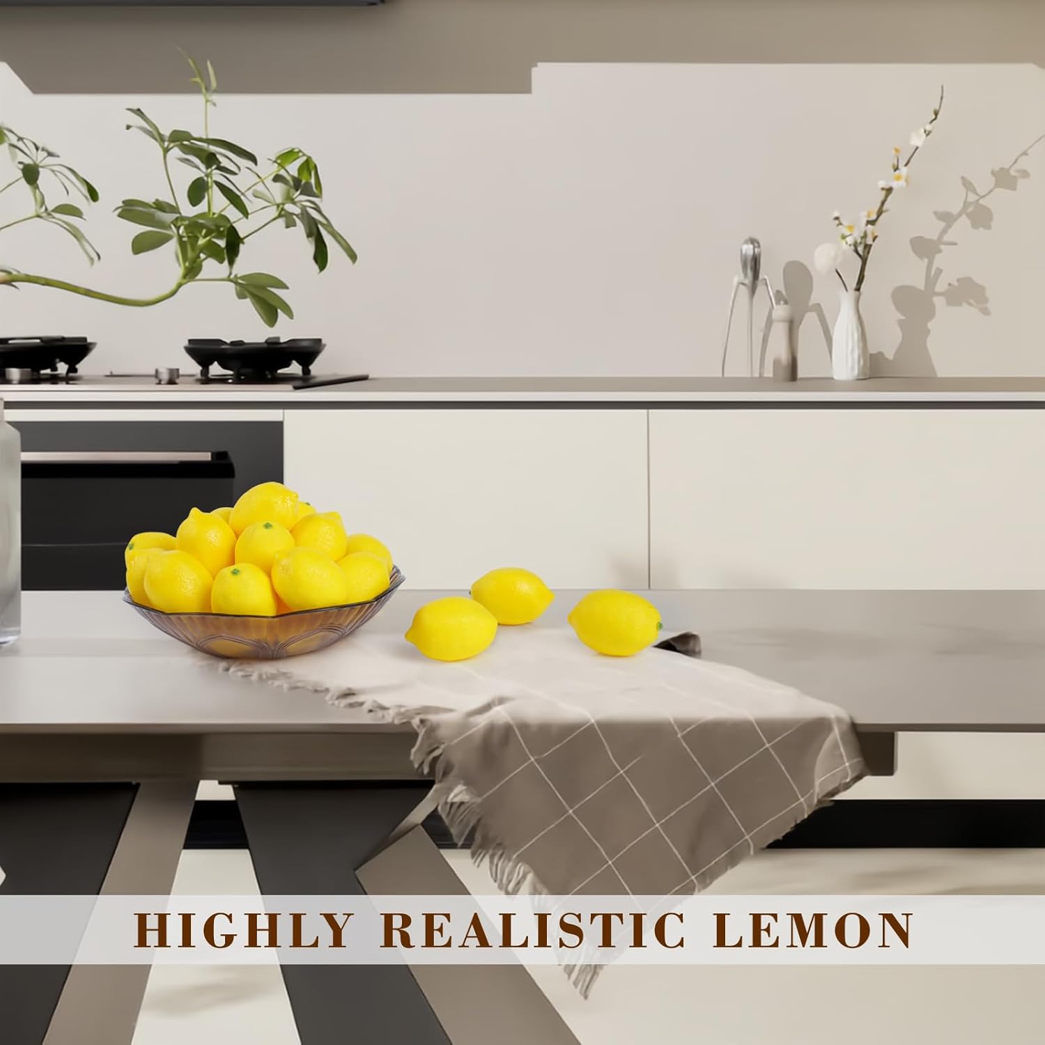 Notakia 25pcs Artificial Yellow Lemons Fruits Decoration