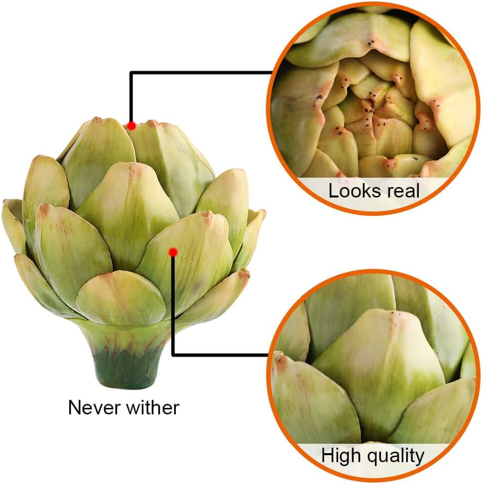 GiftYou 3-Pack Large Green Faux Artichokes