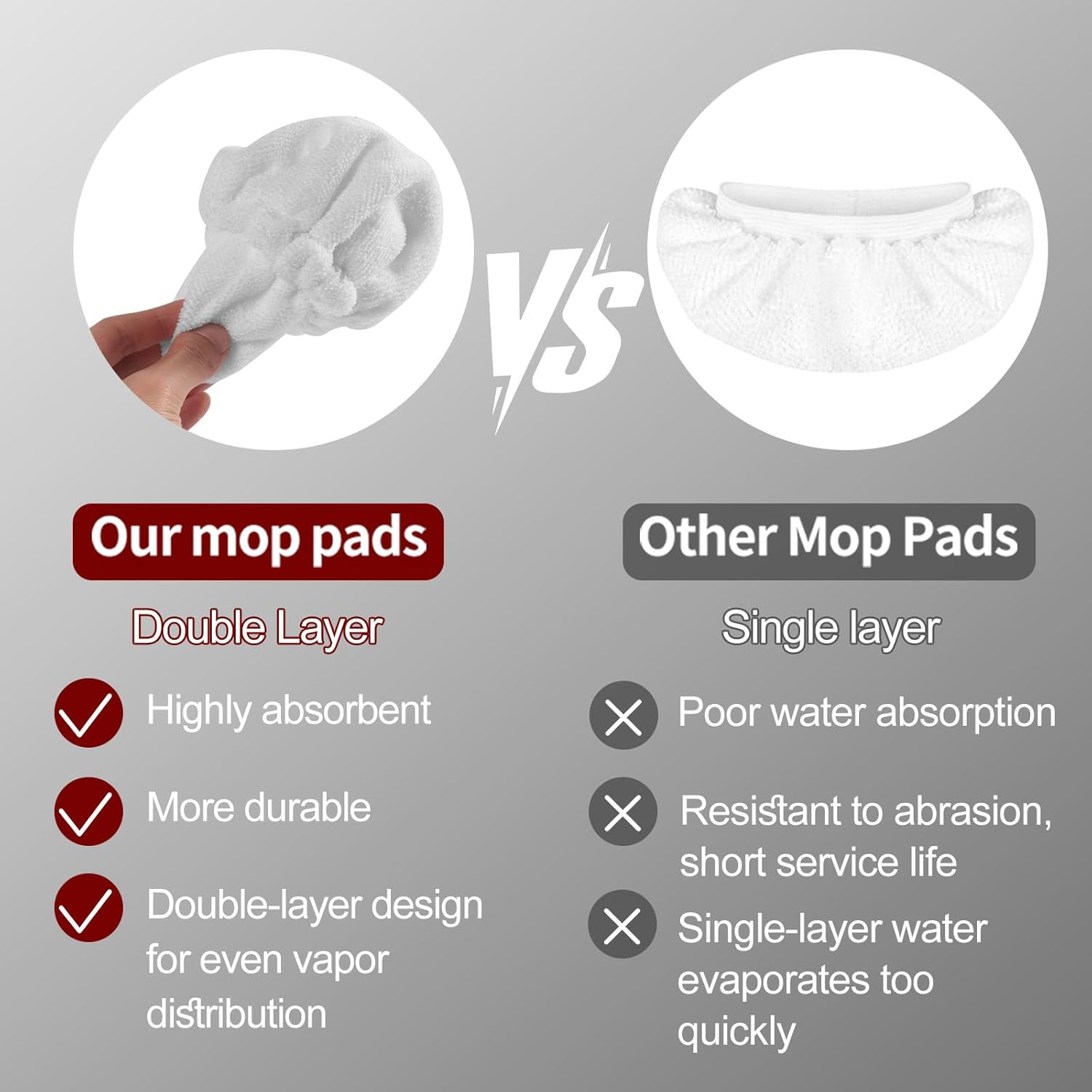 Yicotira Microfiber Steam Mop Pads 4 Pack