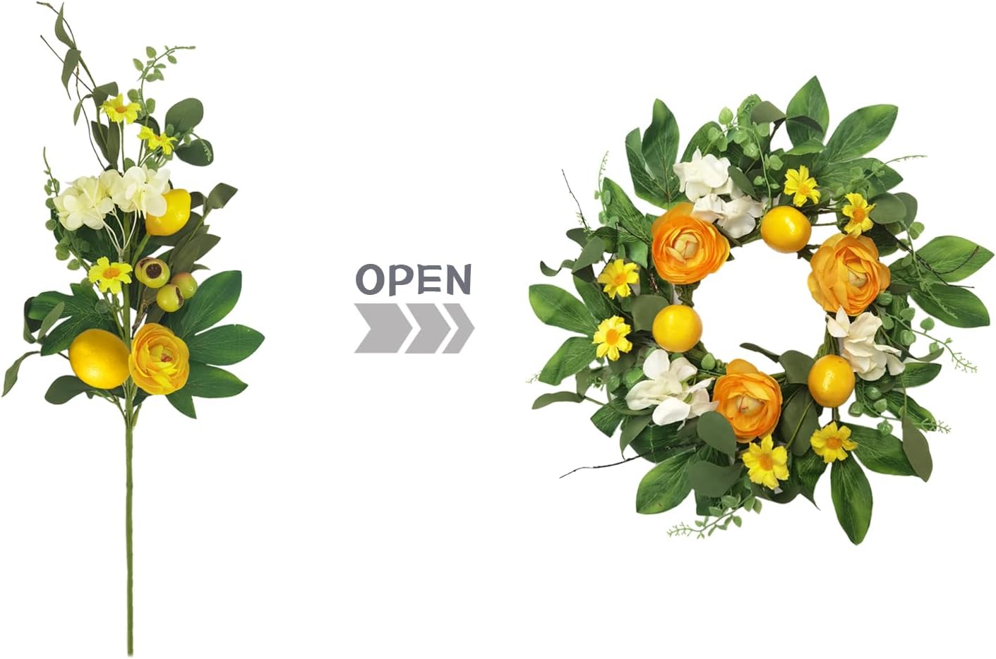 Bibelot 3pcs Artificial Lemon Branches with Green Leaves