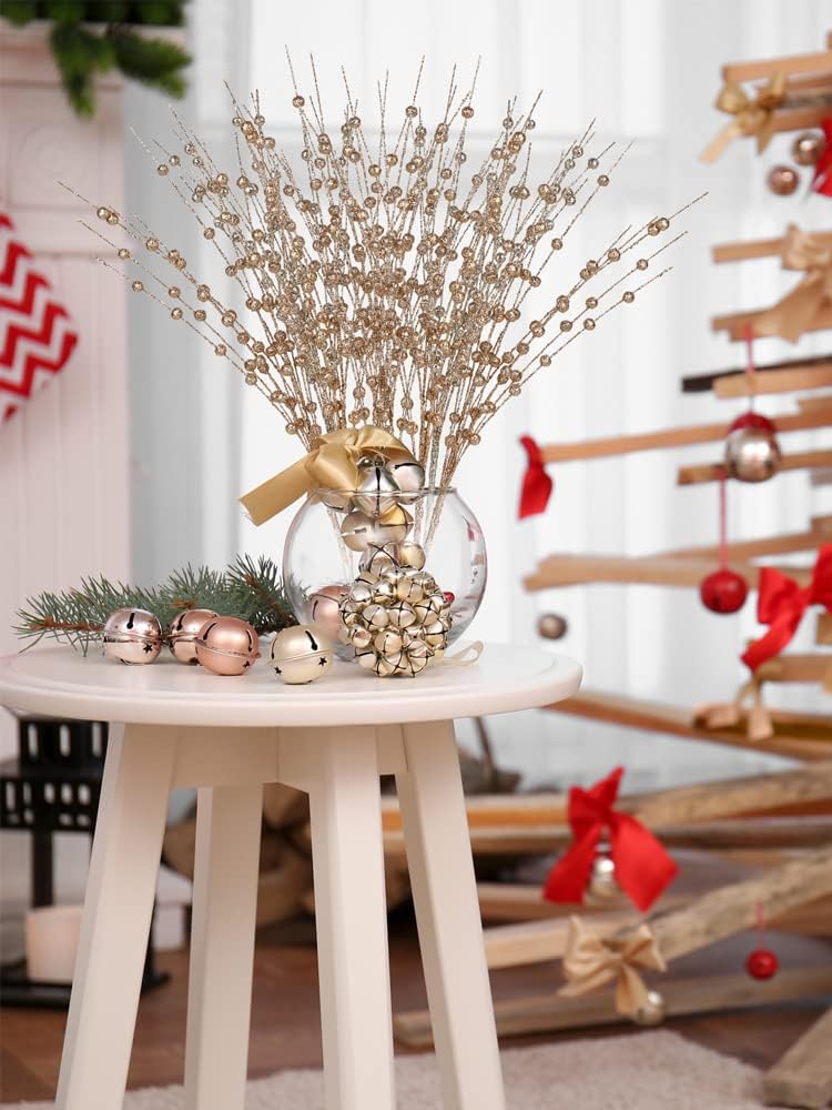 YHNJI 10 Pack Glittery Christmas Berry Stems