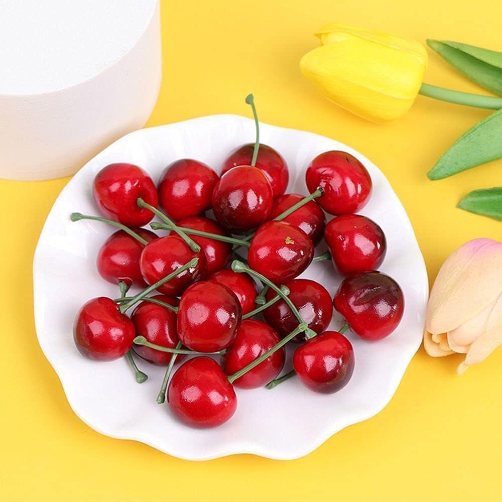 20Pcs Red Artificial Cherries Decor