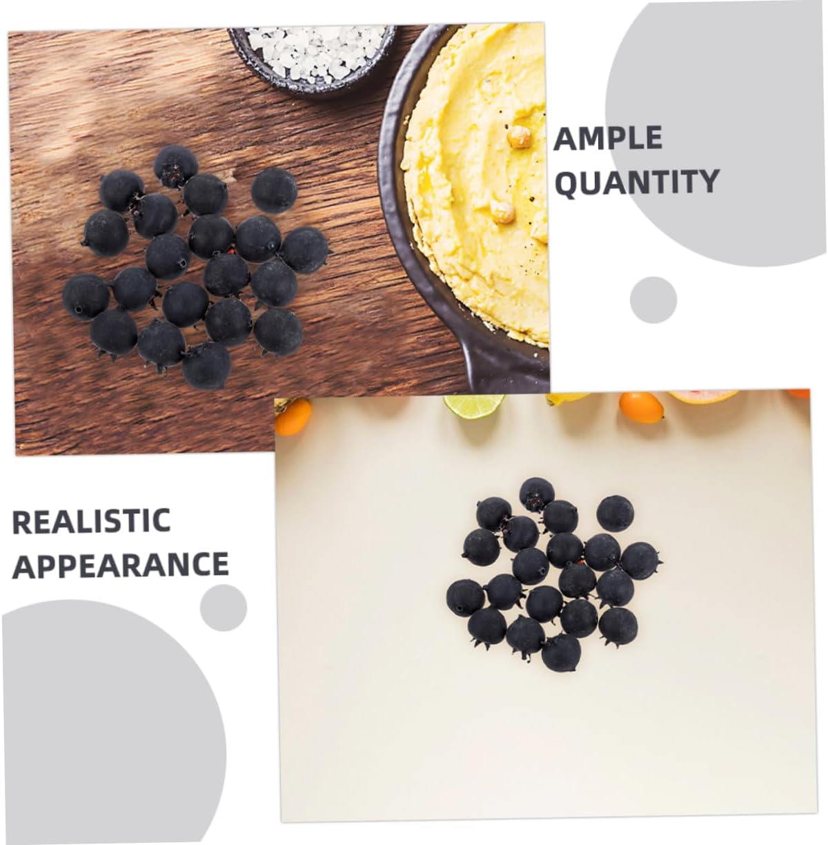 60pcs Realistic Artificial Blueberries for Home Decor