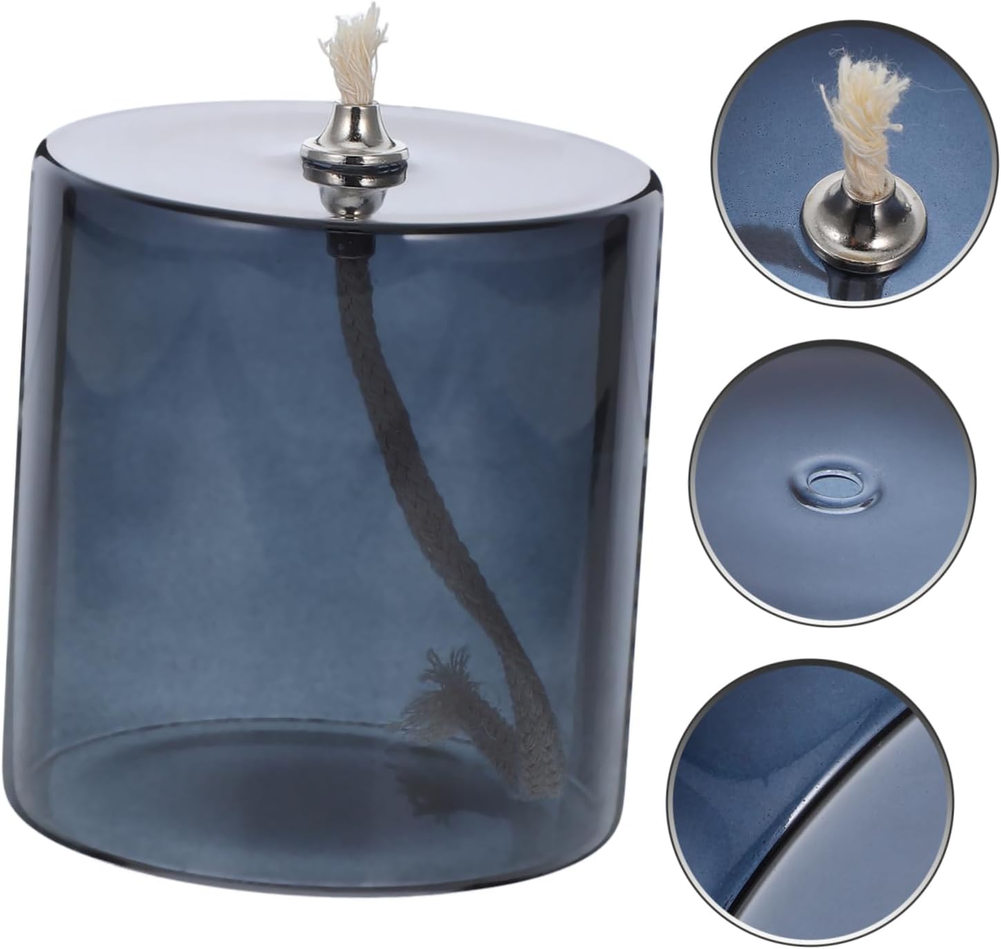 Elegant Deep Gray Glass Kerosene Lamp Holder
