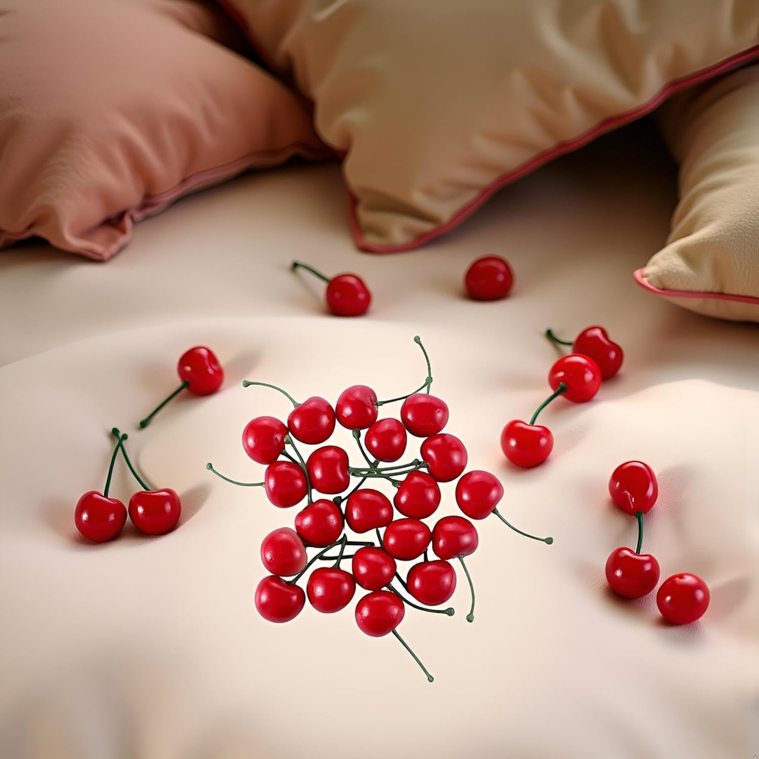 20 Pcs Realistic Red Artificial Cherries Decor