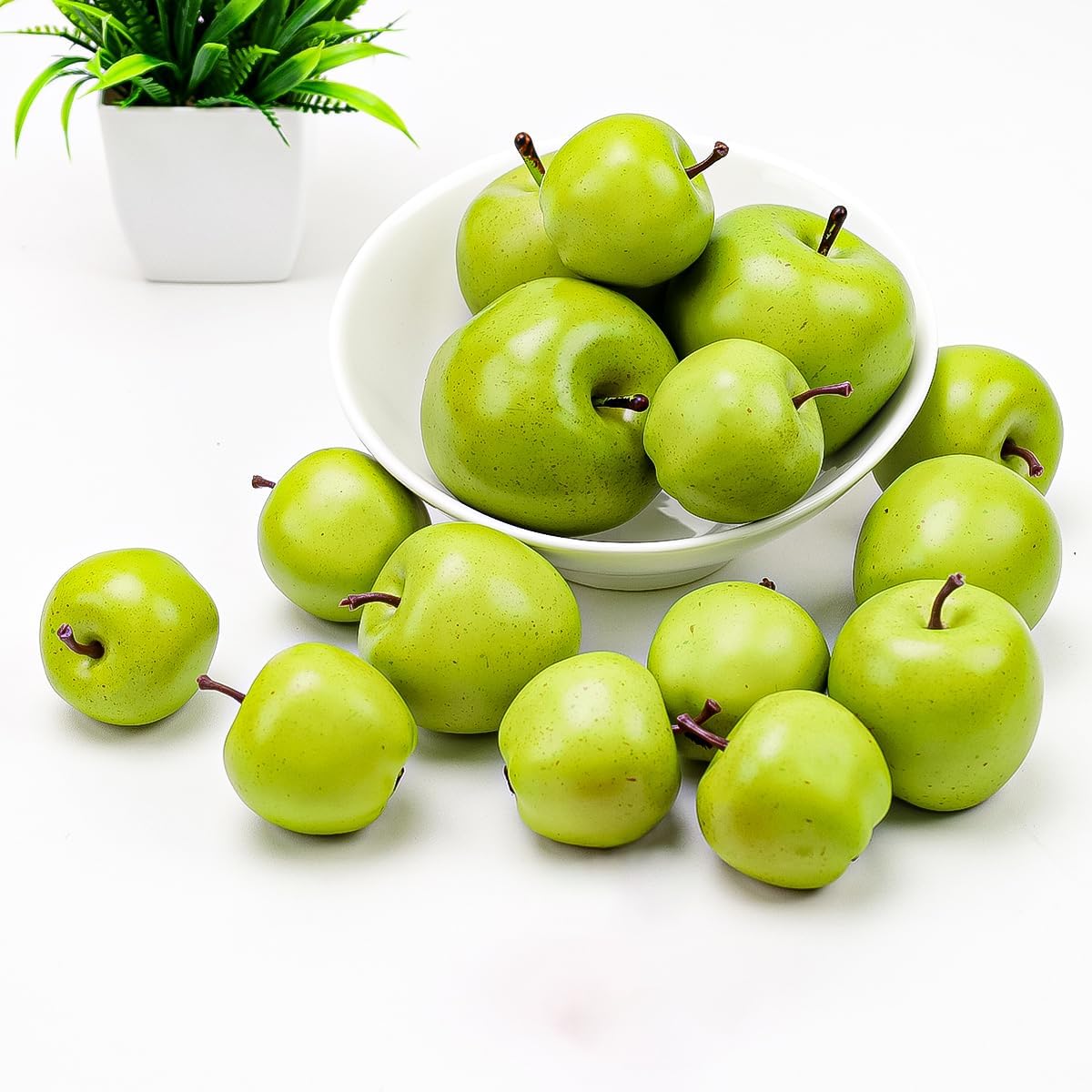 15Pcs Foam Artificial Green Apple Decorations