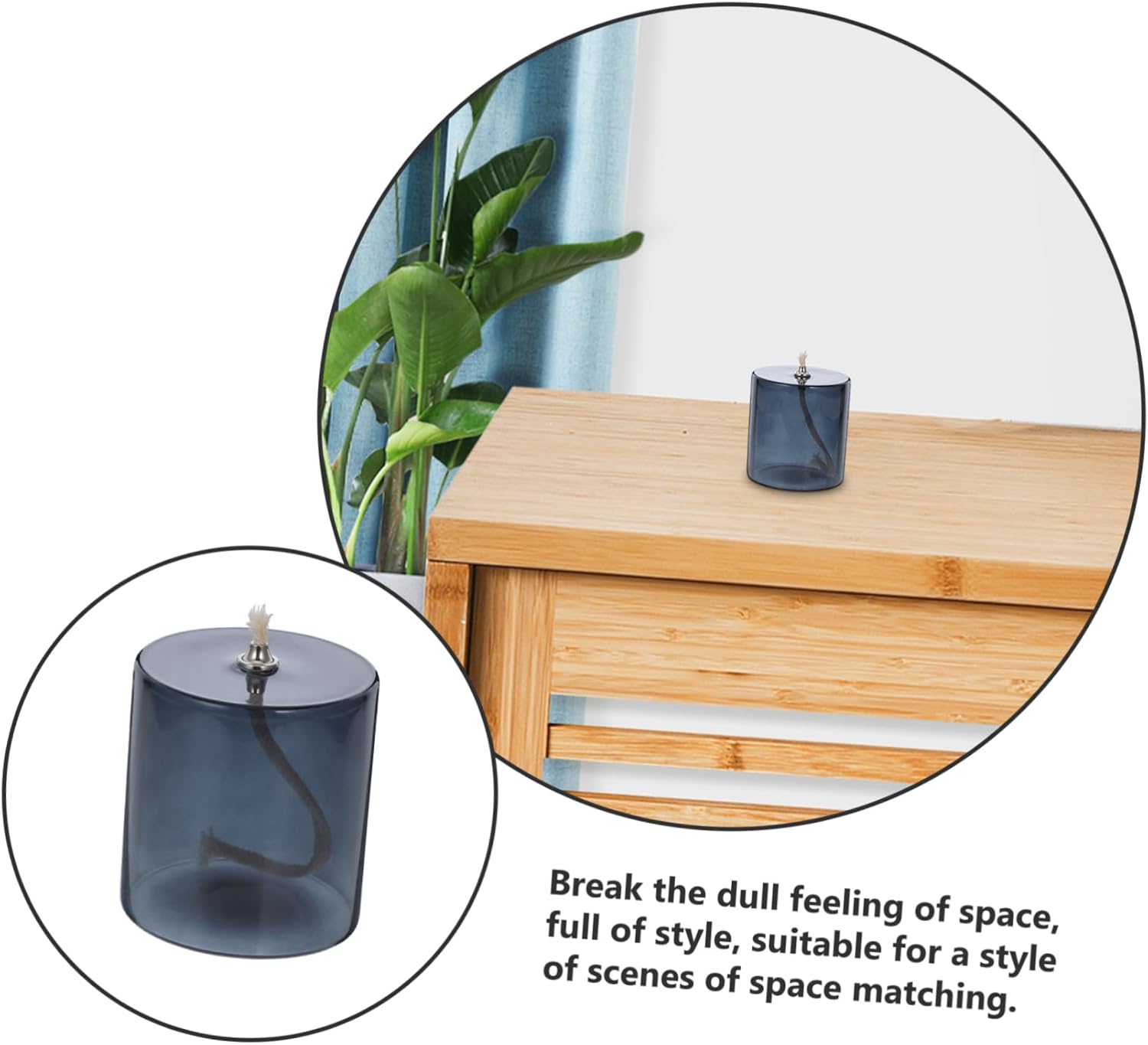 Elegant Deep Gray Glass Kerosene Lamp Holder