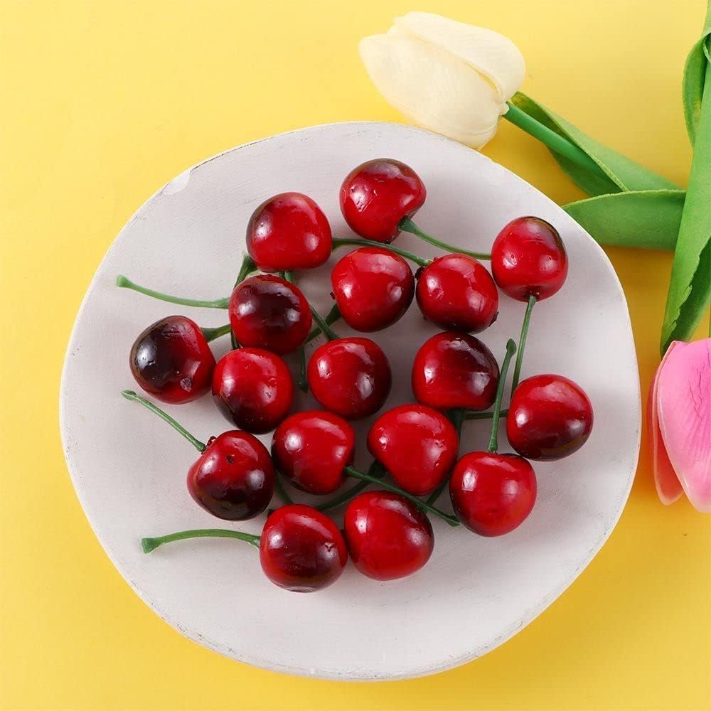 20Pcs Red Artificial Cherry Fruit Decorations