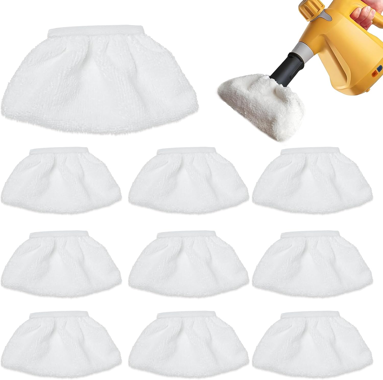 10 Pack Steam Cleaner Microfiber Pads - Universal Replacement for Handheld Steam Mops