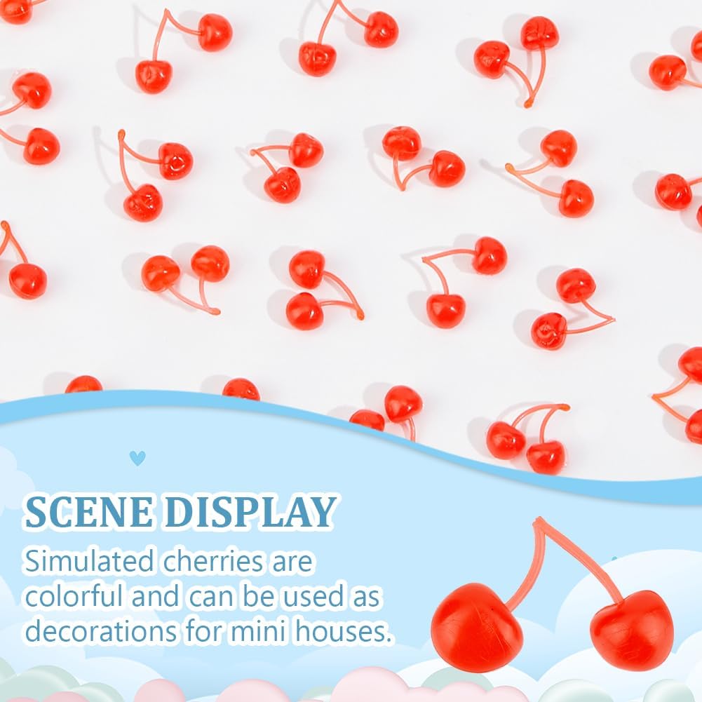 OLYCRAFT 60Pcs Lifelike Plastic Cherries Decorations