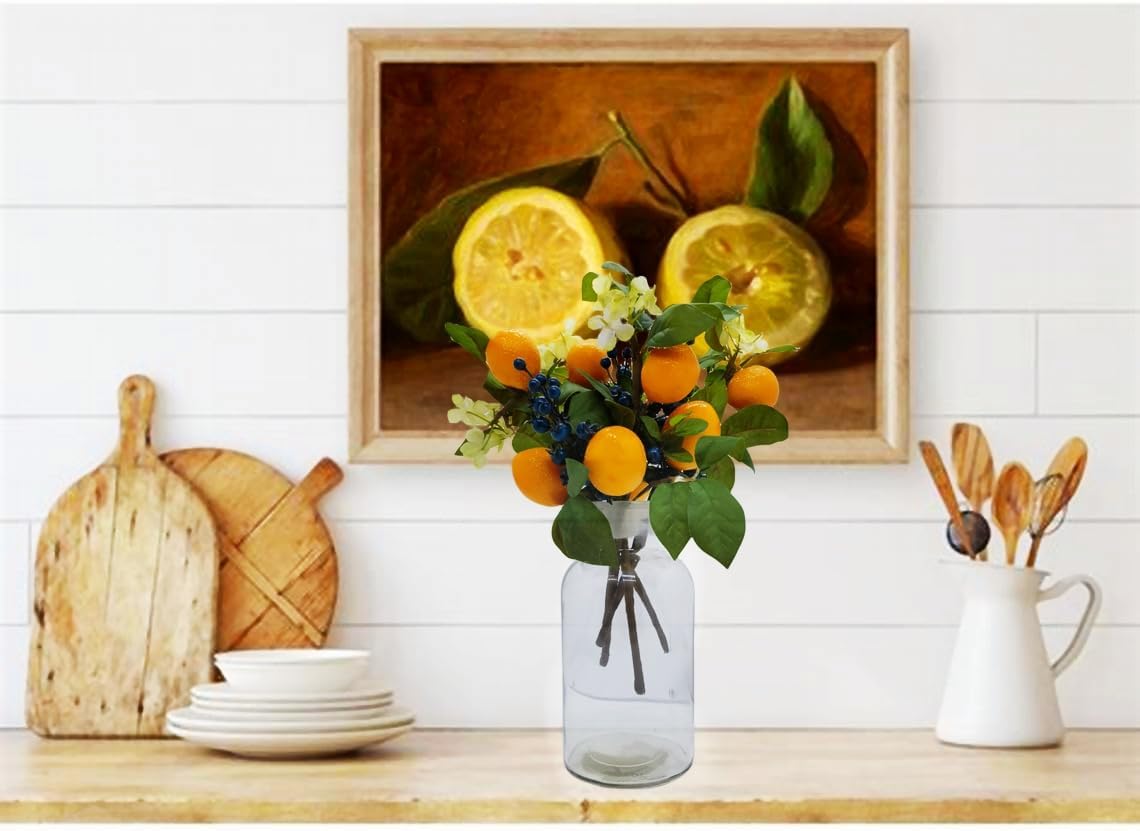 M2cbridge Artificial Lemon Blueberry Plant Branches 4pcs