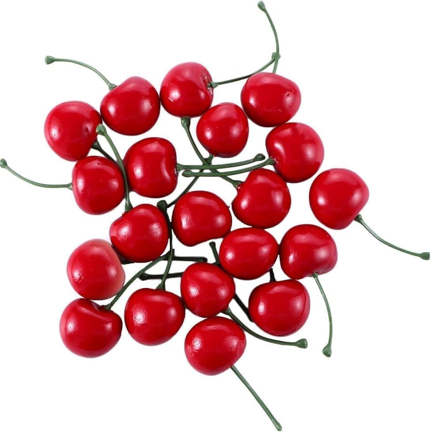 20pcs Realistic Artificial Red Cherries Decor