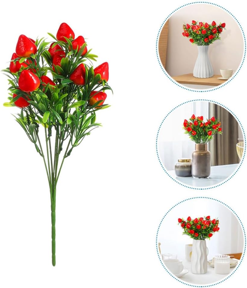 HANABASS Artificial Strawberry Bouquet 6 Picks