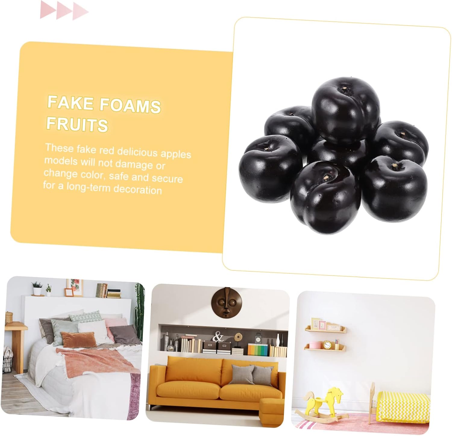 MAGICLULU 8pcs Lifelike Black Fruit Artificial Fruits for Photography Props
