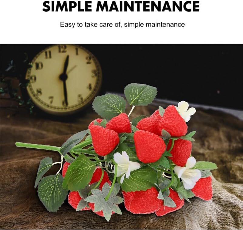 DECHOUS 2Pcs Artificial Strawberry Flower Bouquet