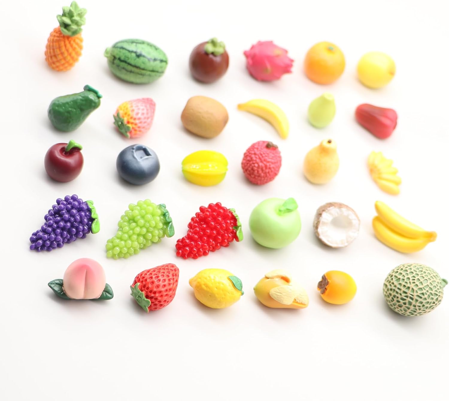 Mini Resin Fruit Decor Set 30PCS Pineapple Lemon Strawberry Peach