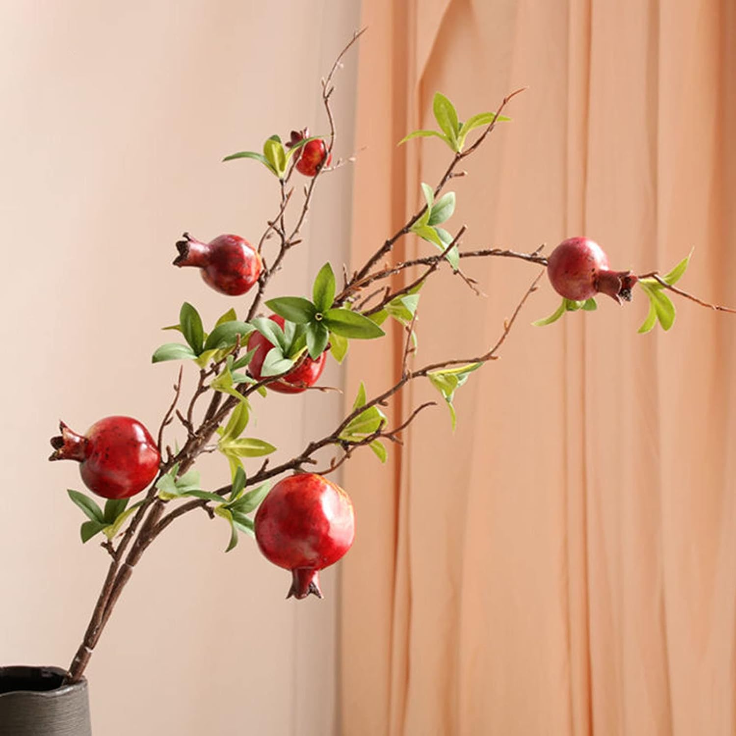 Belupai 3PCS Artificial Pomegranate Flower Stem Red