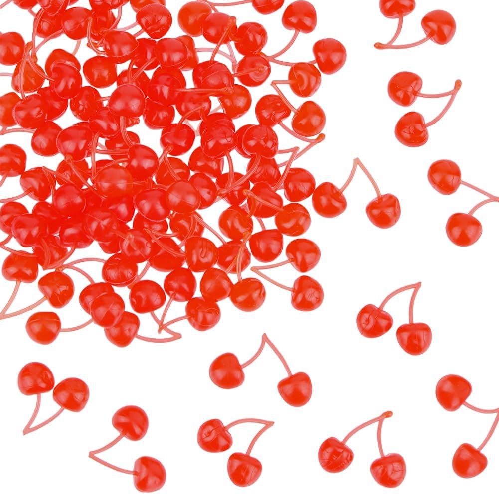 OLYCRAFT 60Pcs Lifelike Plastic Cherries Decorations