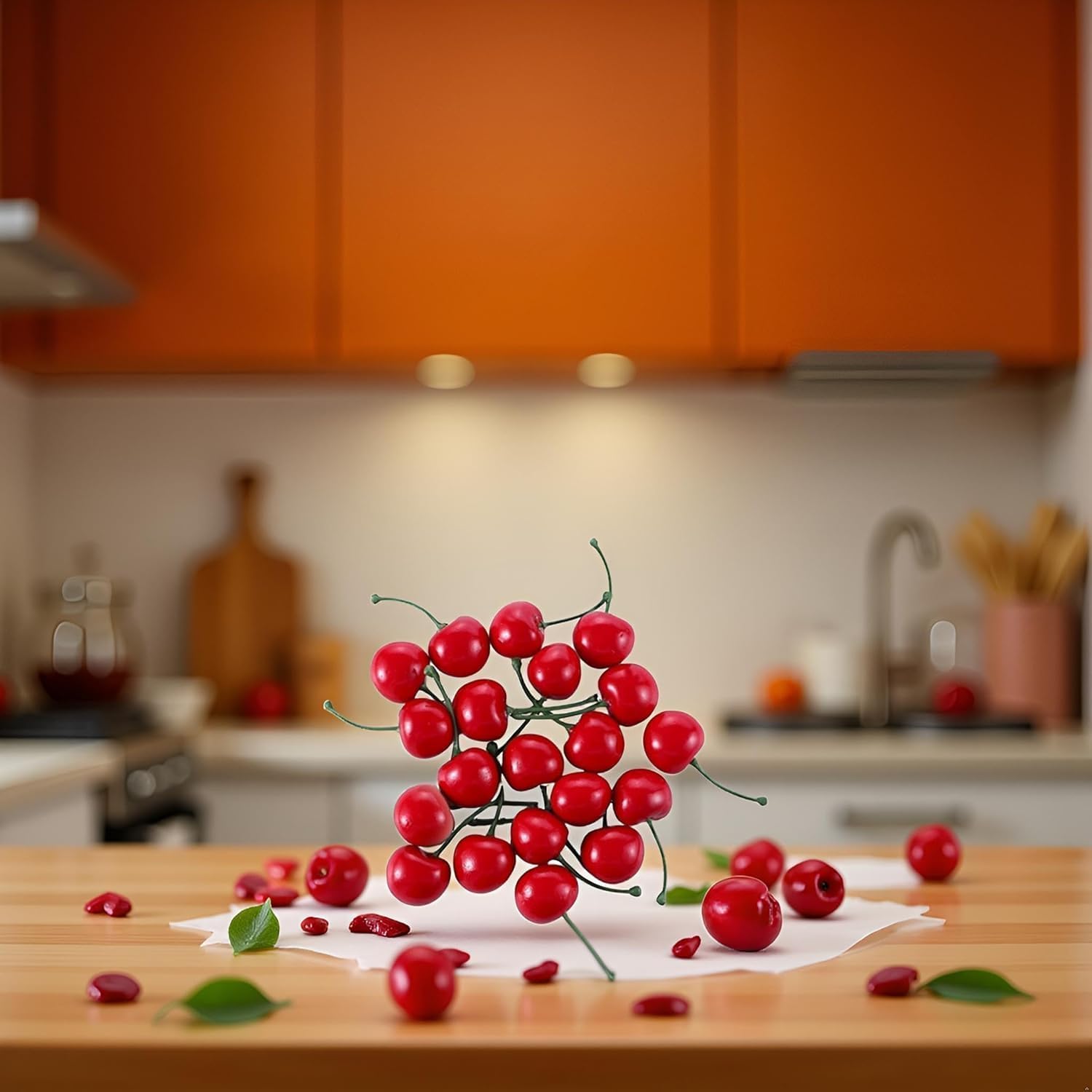 20 Pcs Realistic Red Artificial Cherries Decor