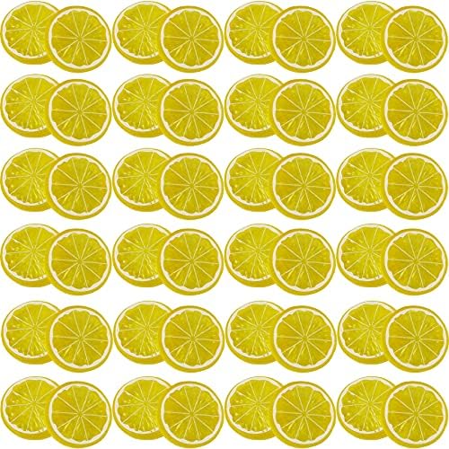 40PCS Yellow Artificial Lemon Slices Decor Vase Filler