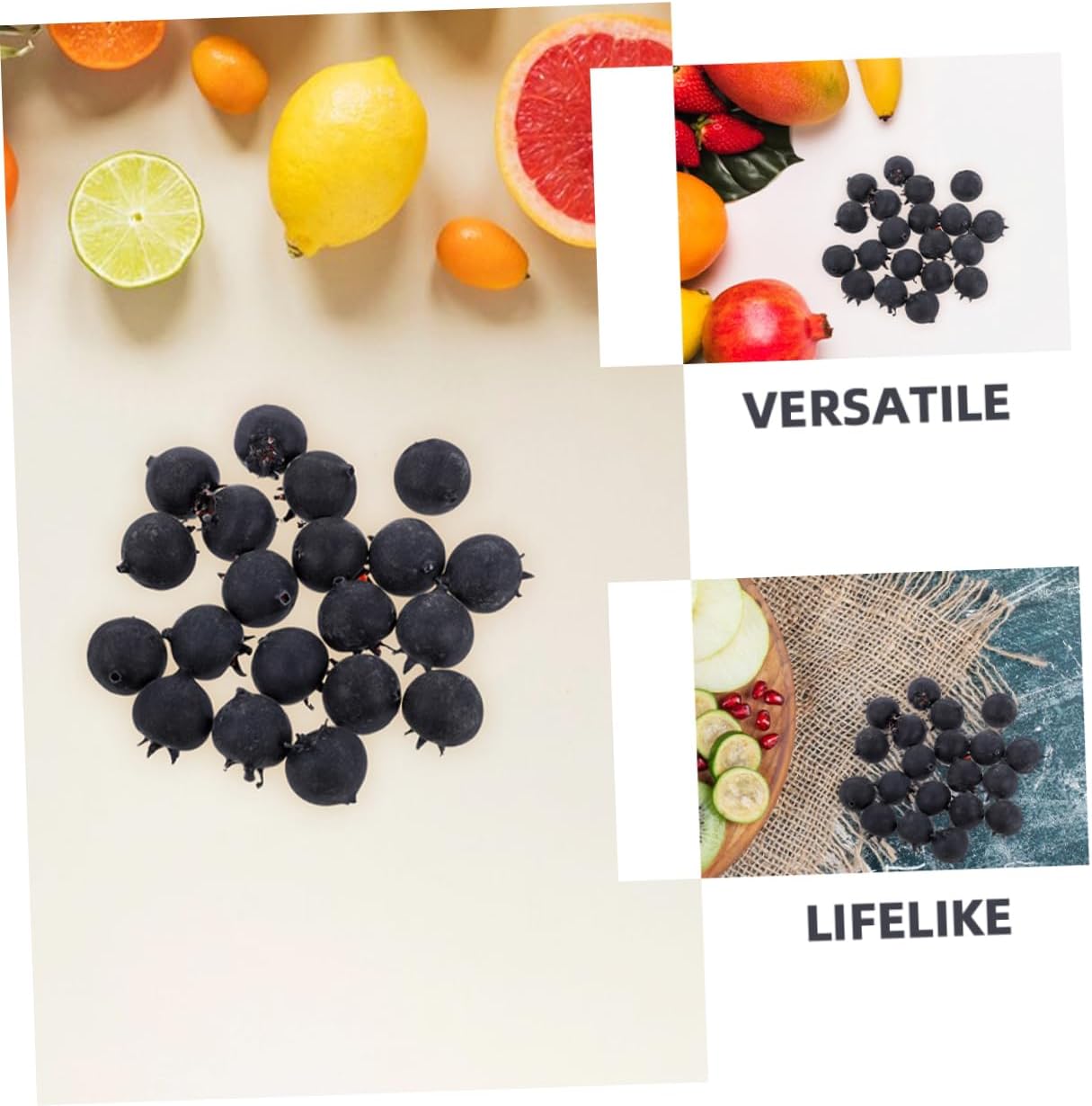 60pcs Realistic Artificial Blueberries for Home Decor