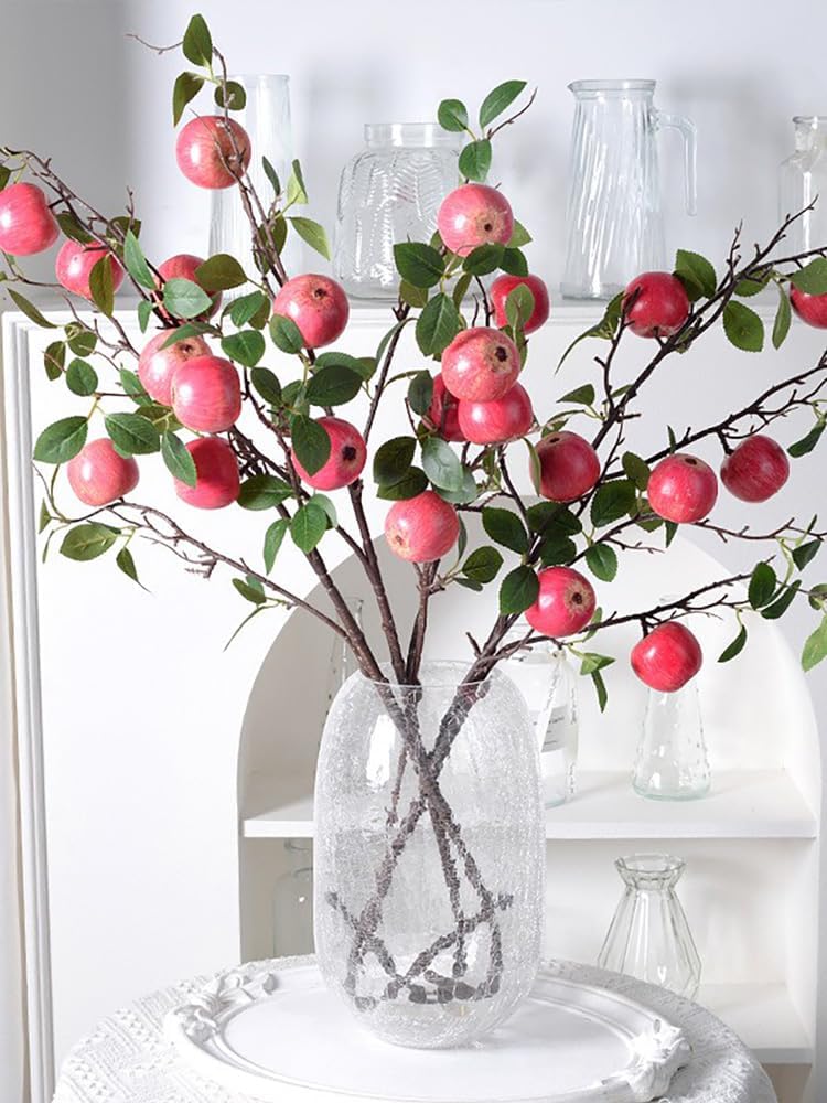 JUOPZKENN Artificial Apple Branches with Leaves 2pcs
