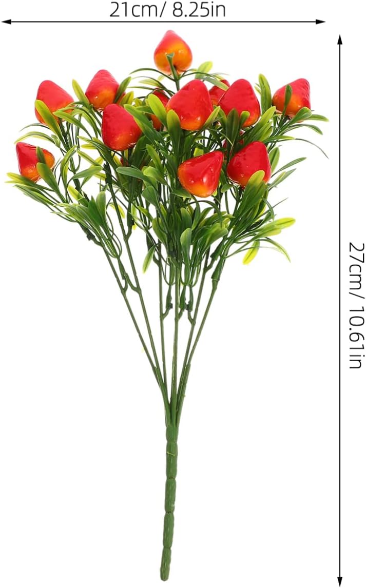 Ciieeo 5pcs Artificial Strawberry Stems for DIY Home Decor