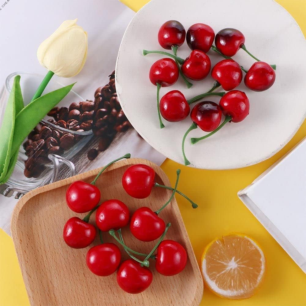 20Pcs Red Artificial Cherry Fruit Decorations