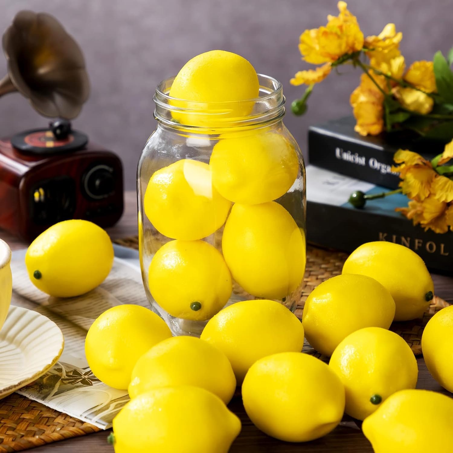 Cindeer Artificial Lemon Decorations 60 Pcs