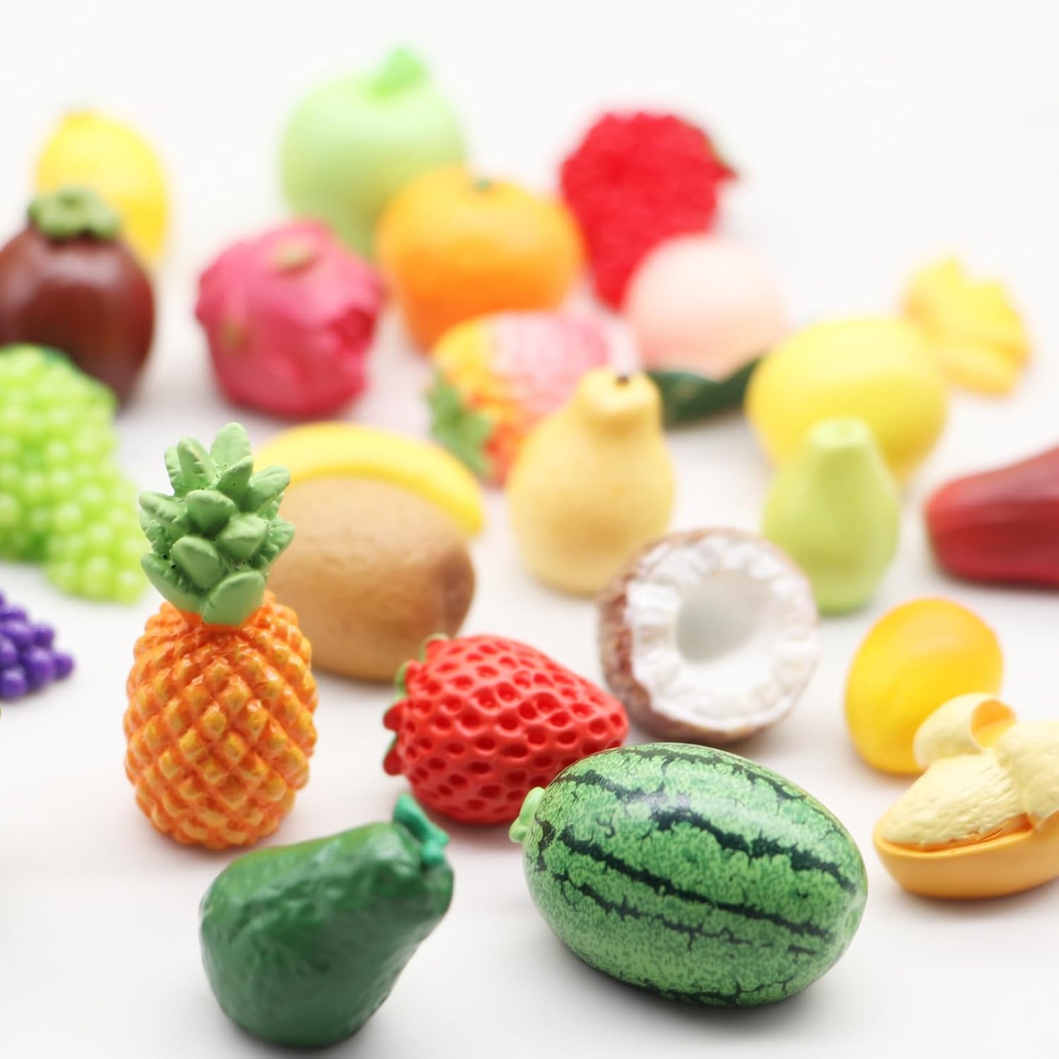 Mini Resin Fruit Decor Set 30PCS Pineapple Lemon Strawberry Peach