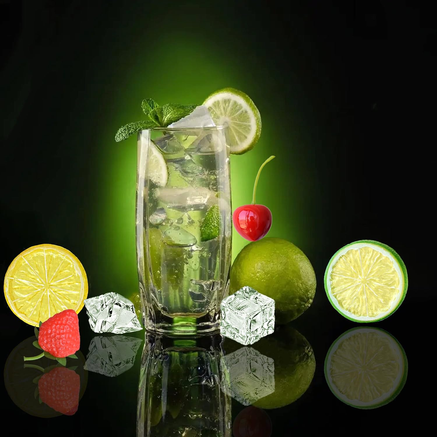 70 Pcs Artificial Fruit and Ice Cube Decor Set