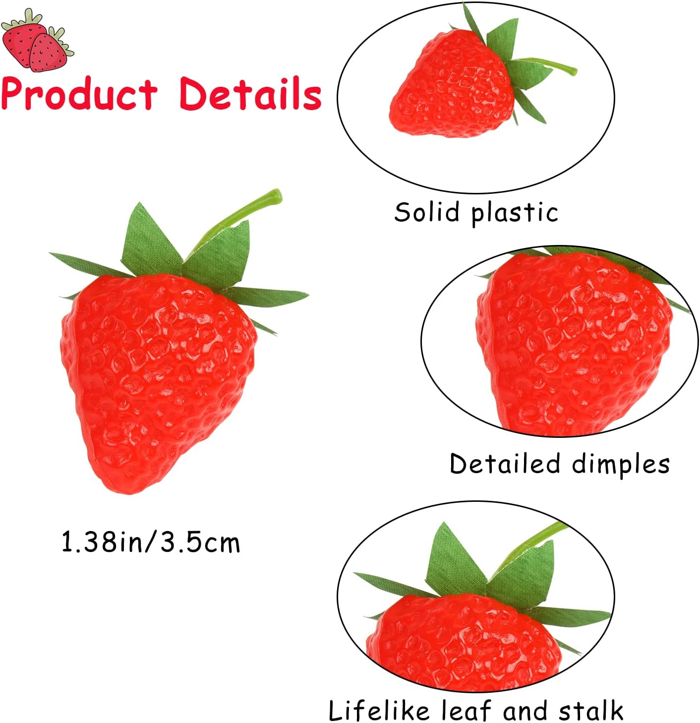 FOIMAS Artificial Strawberries 24pcs Lifelike Home Decor Prop