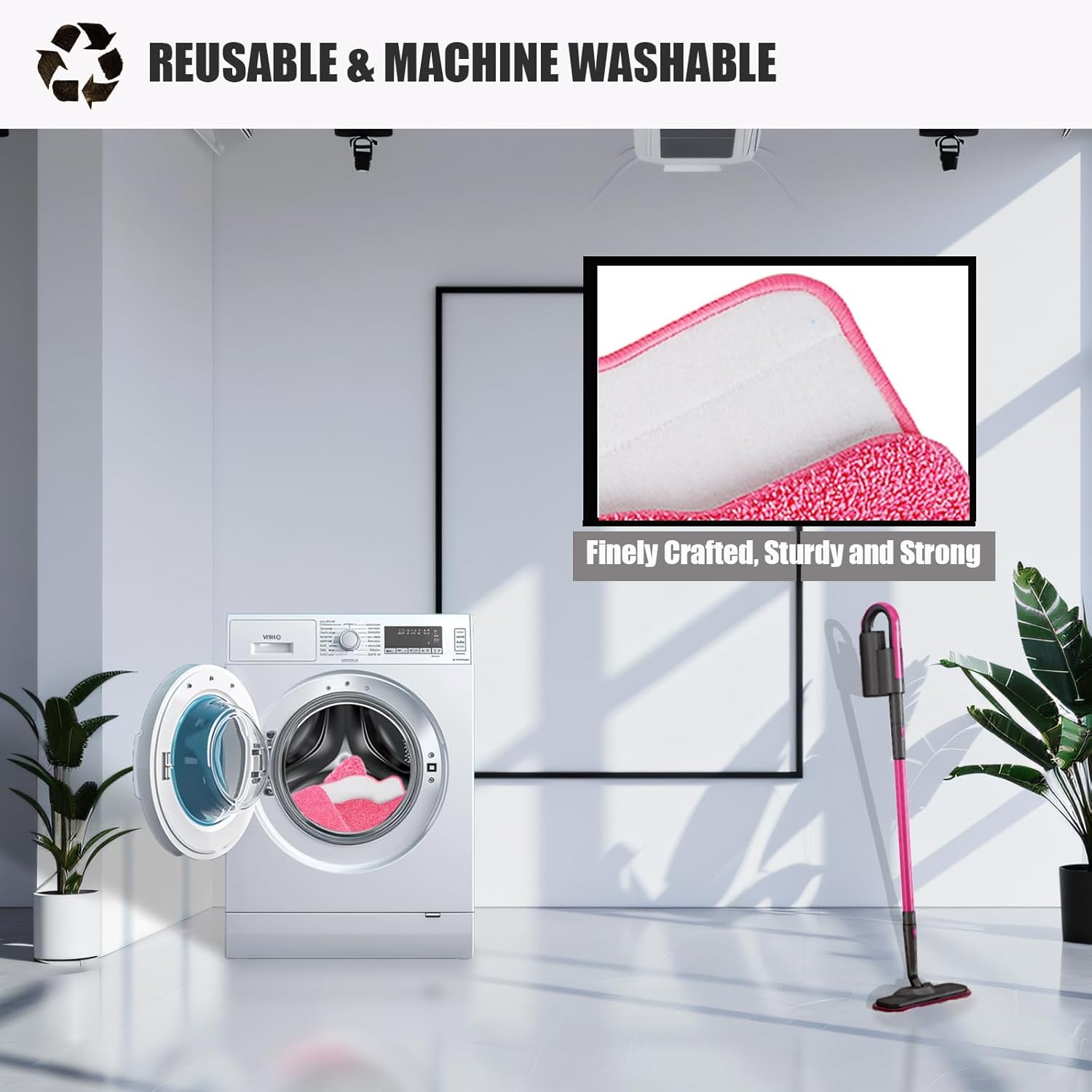 Fanjashn Microfiber Steam Mop Pads 8 Pack Pink